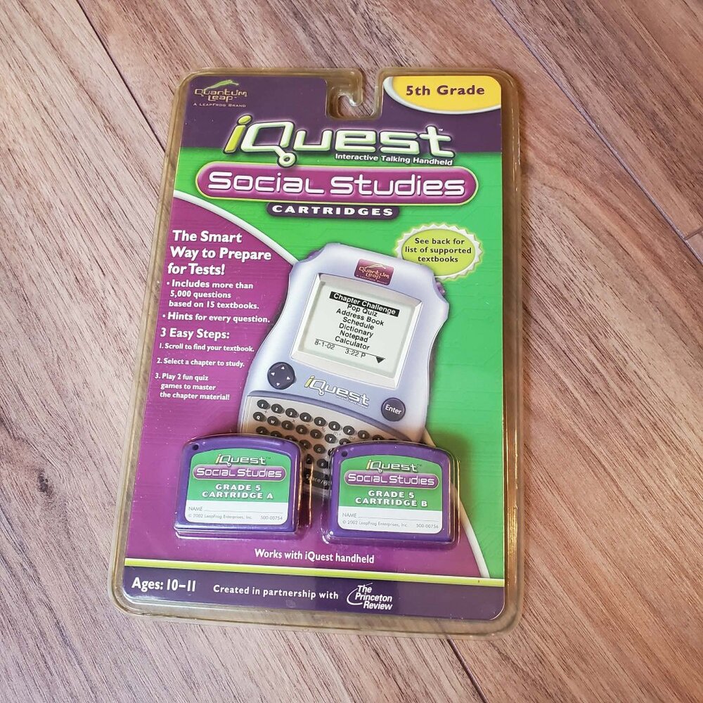 New LeapFrog iQuest Interactive Talking Handheld Social Studies kit 5th Grade